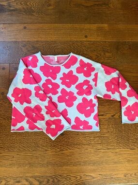 Wishlist Pink and White Floral Knit Sweater